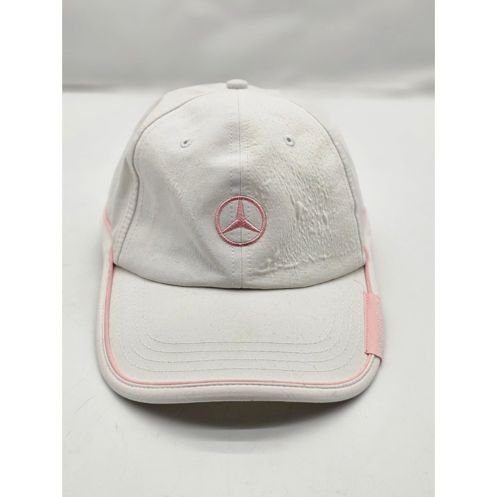 Mercedes-Benz Hat Women OS White  Pink Logo Adjustable Baseball Cap